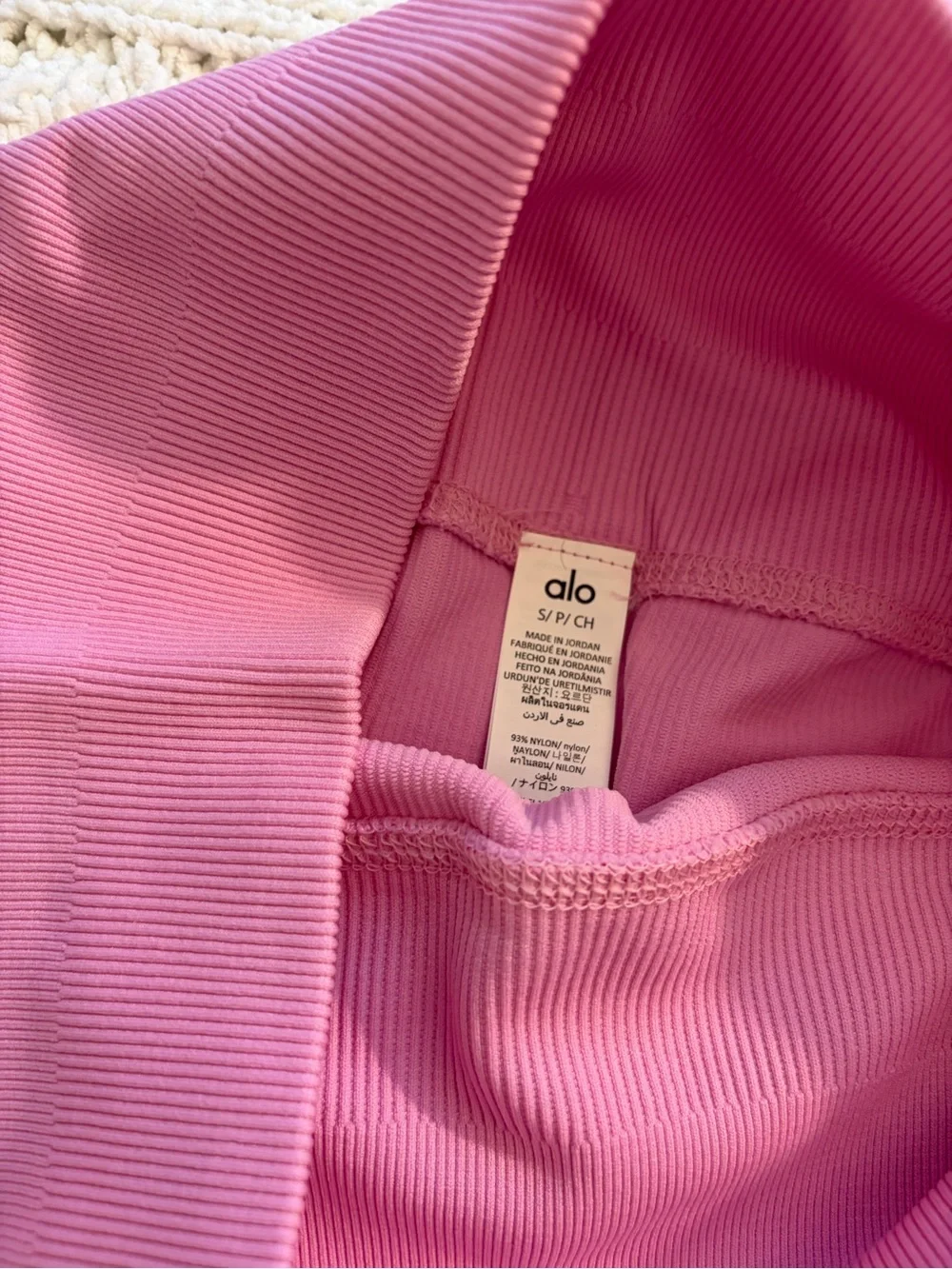 ALO Yoga Ribbed Athletic Shorts in Heart Pink - Picture 5 of 6